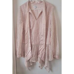 Eleven 60+ Womens Sz. 2 XL Pink Zip Side Lace Sheer Fairycore Satin Lined